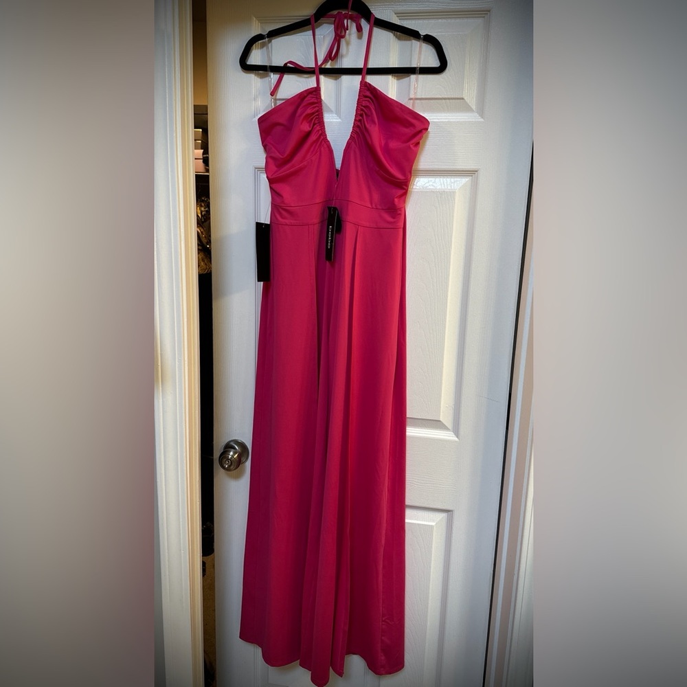 BEBE NWT Pink Strappy Slit Leg Jumpsuit - Picture 5 of 9